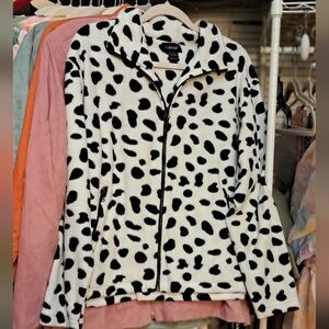 Lavon Dalmation Fleece Zip Up Jacket
